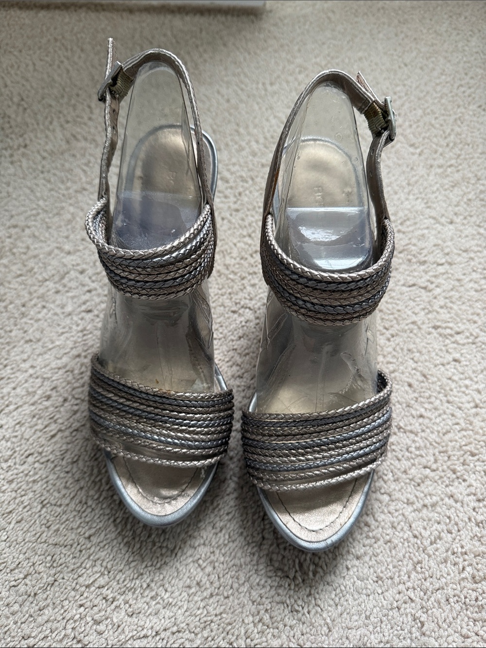 BCBG Generation Callista Metallic Strap Rope Wedge Sandal